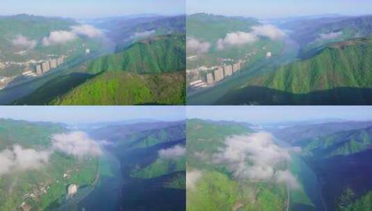 航拍汉江安康白河段 航拍汉江风光 4K高清在线视频素材下载