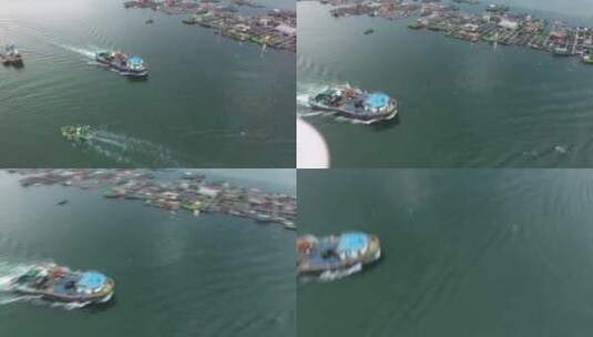 疍家渔排 航拍高清在线视频素材下载
