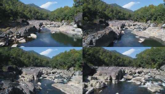 森林中怪石嶙峋的小河高清在线视频素材下载