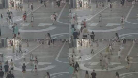 城市广场人群王家卫电影风格抽帧镜头高清在线视频素材下载