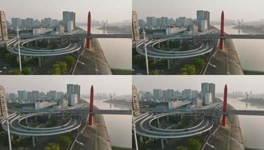 湖北宜昌城市至喜长江大桥航拍4K高清在线视频素材下载