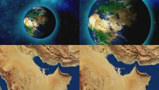 地球穿梭至卡塔尔高清在线视频素材下载