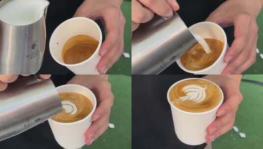 露营市集，手冲咖啡拉花展示高清在线视频素材下载