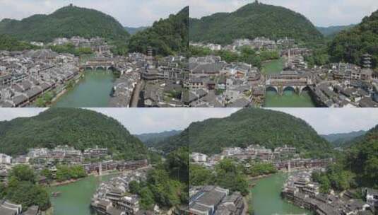 湖南湘西凤凰古城中国最美小镇航拍高清在线视频素材下载