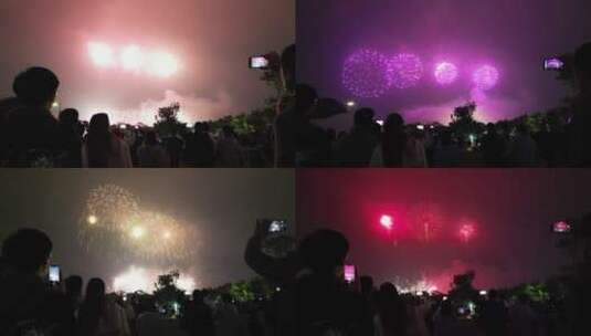 4k广州南沙岛焰火表演素材高清在线视频素材下载