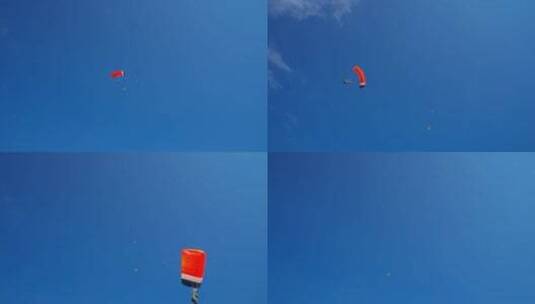 极限跳伞运动蓝天下翱翔的降落伞高清在线视频素材下载