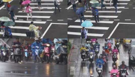 情绪城市雨天街头行人高清在线视频素材下载