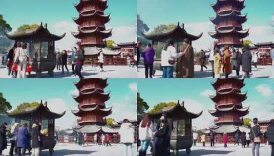 上海龙华寺寺庙延时摄影高清在线视频素材下载