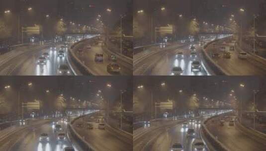 冬天雪景 下雪的街道高清在线视频素材下载