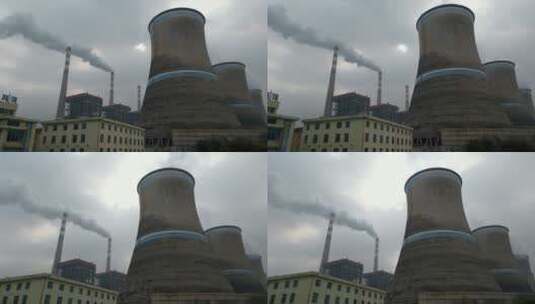 云南旅游宣威火力发电厂大烟囱空气污染雾霾高清在线视频素材下载