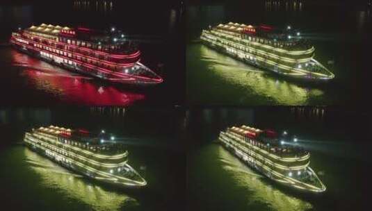 4K航拍宜昌长江两坝一峡夜景高清在线视频素材下载