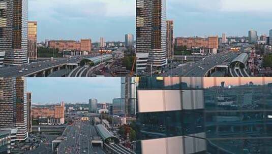 莫斯科城市高楼大厦航拍高清在线视频素材下载