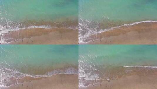 鸟瞰海浪冲击沙滩高清在线视频素材下载