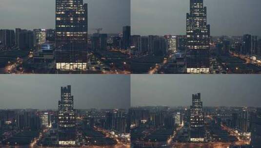 航拍成都天府新区OPPO大厦夜景高清在线视频素材下载