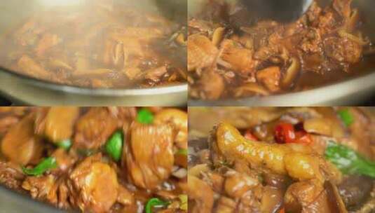 中餐香菇滑鸡家常菜美食4K高清在线视频素材下载
