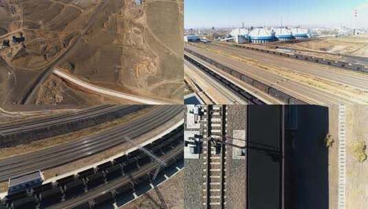 航拍铁路运煤空镜3高清在线视频素材下载