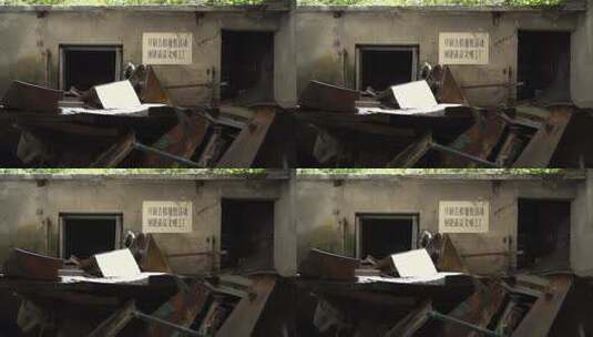 废墟工厂固定镜头高清在线视频素材下载