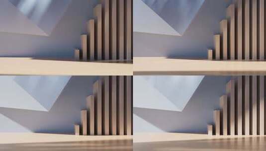 几何体建筑空间与光影变化3D渲染高清在线视频素材下载