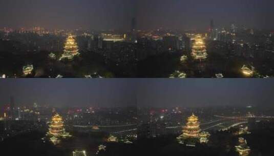重庆鸿恩寺夜景航拍重庆夜景城市风光风景高清在线视频素材下载