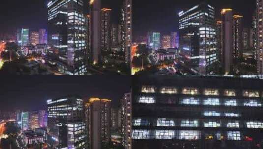 夜晚 办公 大楼 加班 城市高清在线视频素材下载