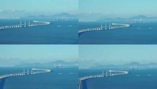 4K港珠澳大桥蜿蜒海上巨龙航拍高清在线视频素材下载