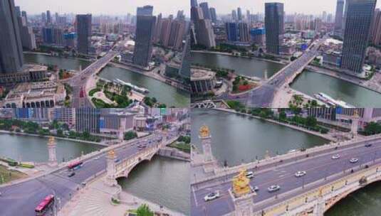 4k 航拍天津狮子林桥高清在线视频素材下载