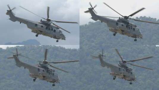 稳定：兰卡威航展马来西亚空客H225M直升机高清在线视频素材下载