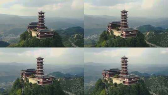 山顶上的寺庙高清在线视频素材下载