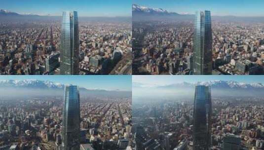 智利圣地亚哥。智利首都市中心的城市景观。高清在线视频素材下载