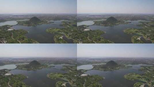 山东济南华山湖风景区航拍高清在线视频素材下载