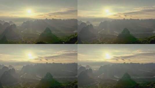 广西桂林山水 水墨画 日出美景延时高清在线视频素材下载
