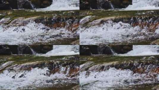 自然小溪流水山泉水花急流高清在线视频素材下载