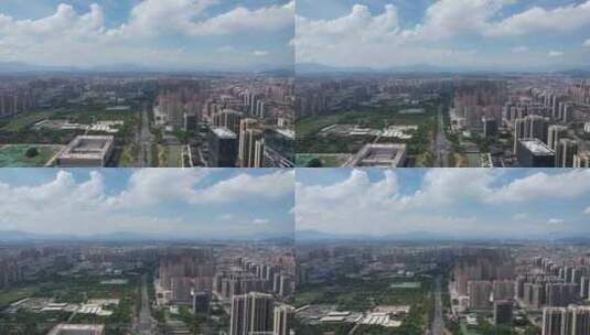 福建漳州城市蓝天白云城市建设高楼航拍高清在线视频素材下载