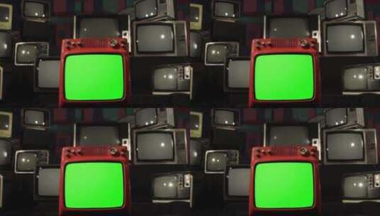 绿屏爆炸的复古电视机高清在线视频素材下载