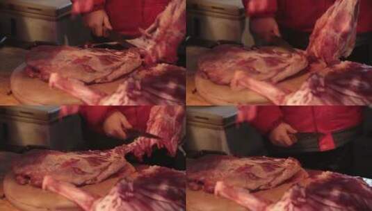 市场卖牛肉猪肉排骨档口 (1)高清在线视频素材下载