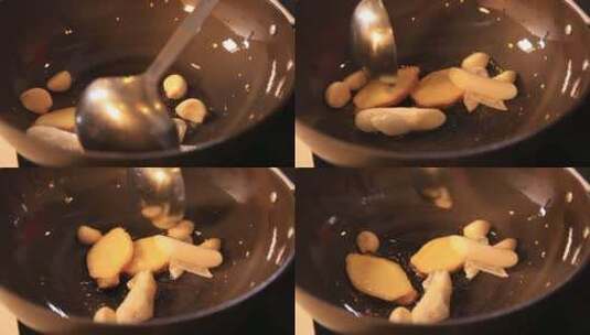 葱姜蒜炝锅 (4)高清在线视频素材下载
