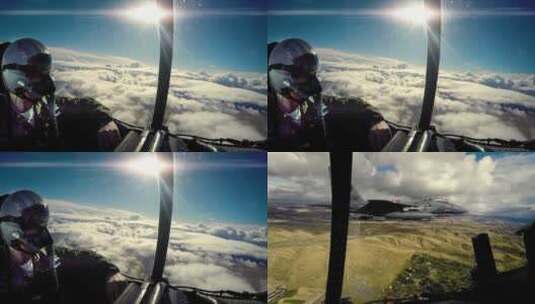 战斗机飞行员飞行的内部驾驶舱视图高清在线视频素材下载