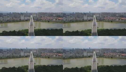 航拍江西赣州城市风光飞龙大桥高清在线视频素材下载