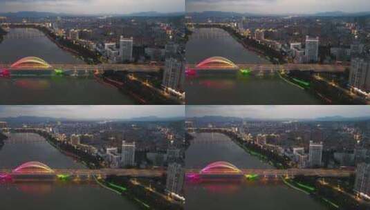 航拍江西赣州章水大桥夜景高清在线视频素材下载