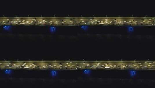 航拍湖北武汉长江大桥交通夜景高清在线视频素材下载