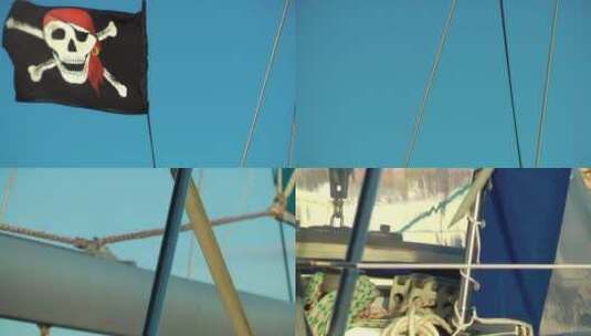 船上的海盗旗高清在线视频素材下载