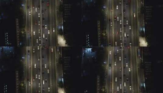 航拍城市大道夜间交通高清在线视频素材下载