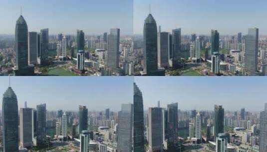 航拍武汉城市风光汉口金融中心高清在线视频素材下载