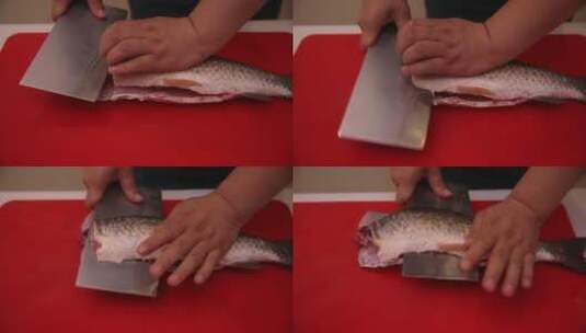 日料厨师切生鱼片高清在线视频素材下载