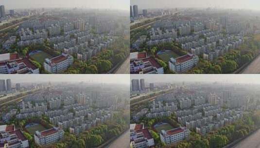 上海疫情，上海阳城小区格外安静航拍4K高清在线视频素材下载