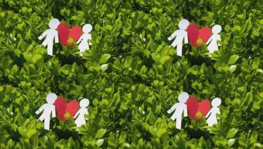 绿叶丛中情侣家庭纸人爱情亲情高清在线视频素材下载