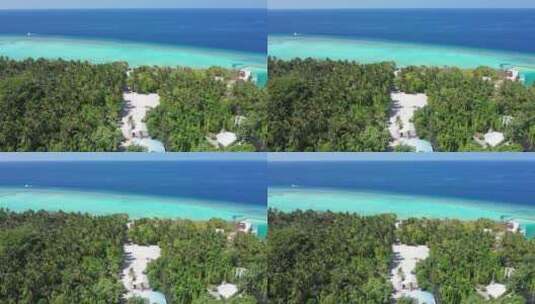 海边有两个蓝色色调的海滩_航拍高清在线视频素材下载