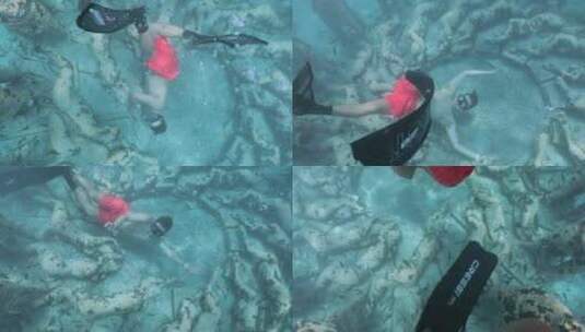 巴厘岛水下雕像浮潜高清在线视频素材下载