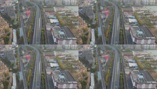 疫情空城航拍上海高架高清在线视频素材下载