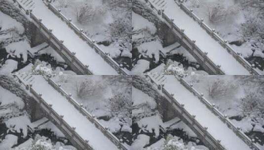 黄山上的桥雪景高清在线视频素材下载